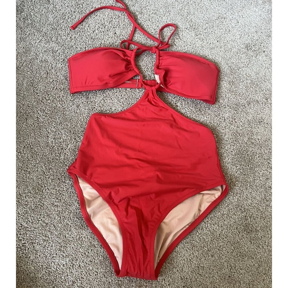 NWT J.Crew Red Cutout One Piece Swimsuit 8